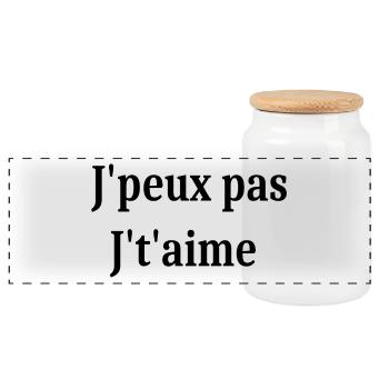 J'peux pas j't'aime St.Valentin - Boîte à biscuits avec couvercle en bois - blanc - Devant