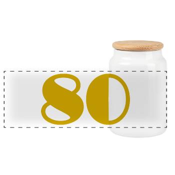 80. 80 YEARS. 80th ANNIVERSARY. 80 YEARS ANNIVERSARY. - Panoramic Cookie Jar with Wooden Lid - white - Front