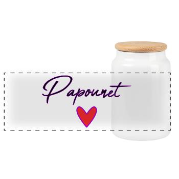 PAPOUNET. DAD. FATHER'S DAY. HAPPY FATHER'S DAY - Panoramic Cookie Jar with Wooden Lid - white - Front