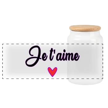 MOTHER'S DAY. HAPPY MOTHER'S DAY. MOM - Panoramic Cookie Jar with Wooden Lid - white - Front