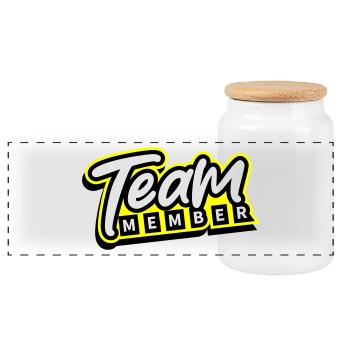 Team Member - Panoramic Cookie Jar with Wooden Lid - white - Front