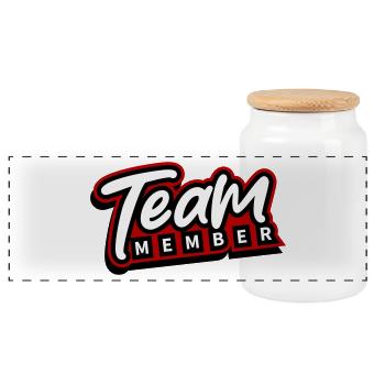 Team Member - Panoramic Cookie Jar with Wooden Lid - white - Front