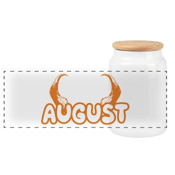 August August - Panoramic Cookie Jar with Wooden Lid - white - Front