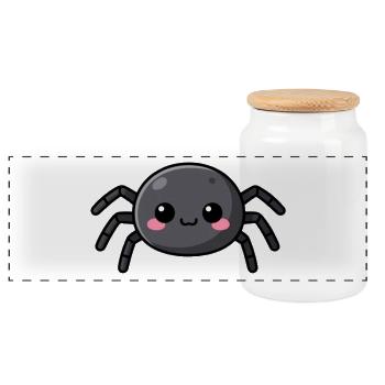 Niedliche Kawaii Halloween Spinne Geschenk Kinder  - Panorama Keksdose mit Holzdeckel - Weiß - Vorne