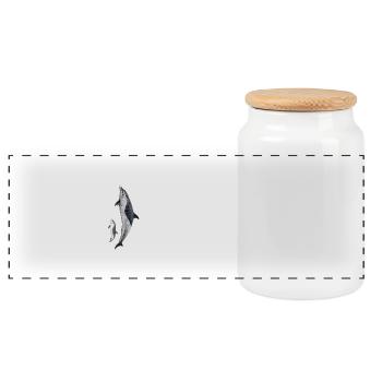Spotted dolphin - Panoramic Cookie Jar with Wooden Lid - white - Front
