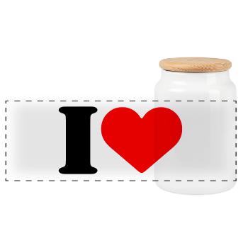 I LOVE - Panorama Keksdose mit Holzdeckel - Weiß - Vorne
