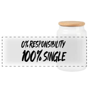 0% Verantwortung, 100% Single - Panorama Keksdose mit Holzdeckel - Weiß - Vorne