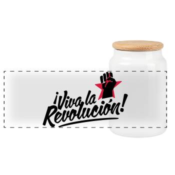 revolution fist - Panoramic Cookie Jar with Wooden Lid - white - Front