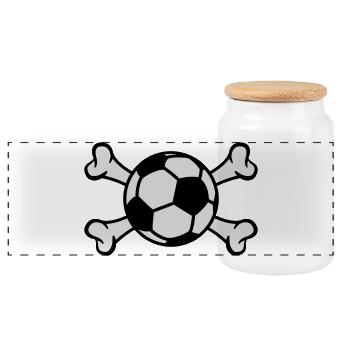 Ball and Bones | Fussball | Knochen - Boîte à biscuits avec couvercle en bois - blanc - Devant