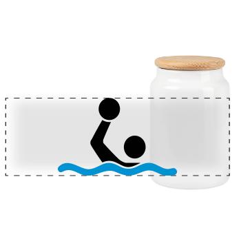 water polo - Panoramic Cookie Jar with Wooden Lid - white - Front