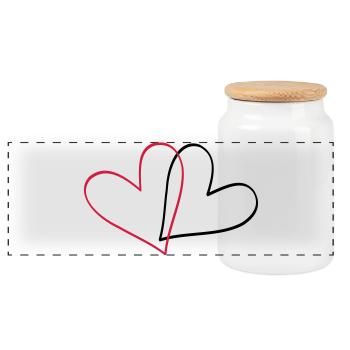 Heart heart gift idea partner look - Panoramic Cookie Jar with Wooden Lid - white - Front