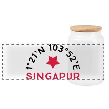 Singapour - Boîte à biscuits avec couvercle en bois - blanc - Devant