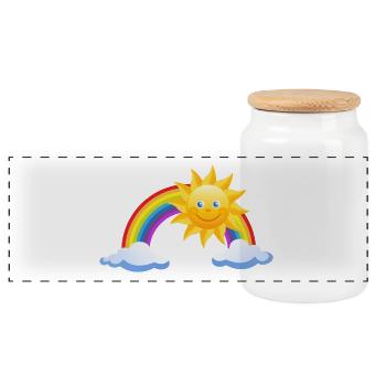 Arc-en-ciel - Boîte à biscuits avec couvercle en bois - blanc - Devant