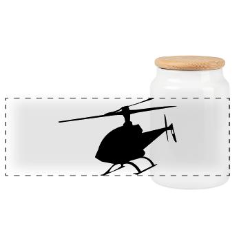 helicopter - Panoramic Cookie Jar with Wooden Lid - white - Front