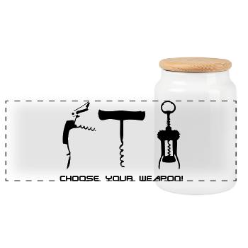 choose your weapon! - Panorama Keksdose mit Holzdeckel - Weiß - Vorne