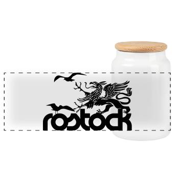 Rostock - Griffin and Seagulls - Panoramic Cookie Jar with Wooden Lid - white - Front