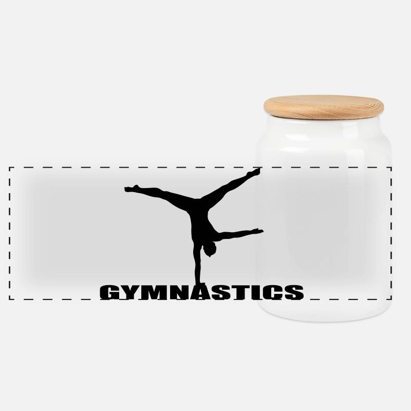 Gymnastics - Panorama Keksdose mit Holzdeckel - Weiß