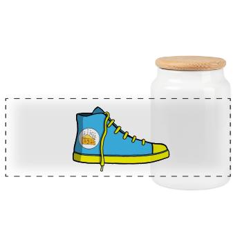 Sports shoes - Panoramic Cookie Jar with Wooden Lid - white - Front