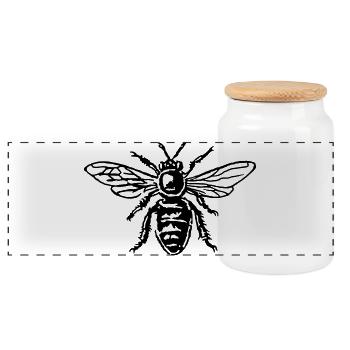 Honey Bee - Panoramic Cookie Jar with Wooden Lid - white - Front