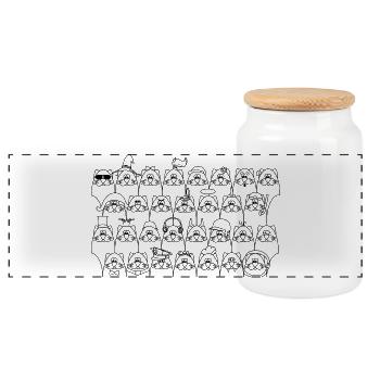 Lustige Katzen - Funny cats - Panorama Keksdose mit Holzdeckel - Weiß - Vorne
