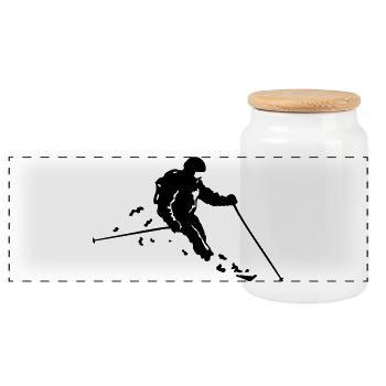 ski freeride - Boîte à biscuits avec couvercle en bois - blanc - Devant