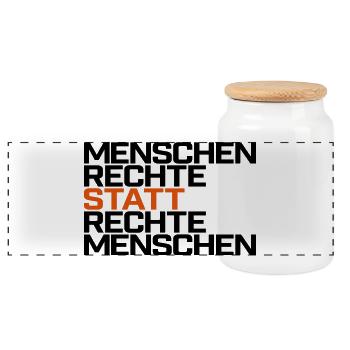 Les droits de l’homme au lieu des droits - Boîte à biscuits avec couvercle en bois - blanc - Devant