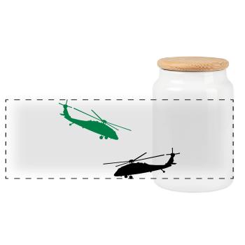 hubschrauber helikopter militär - Panorama Keksdose mit Holzdeckel - Weiß - Vorne