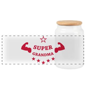 Super Grandma - Panoramic Cookie Jar with Wooden Lid - white - Front