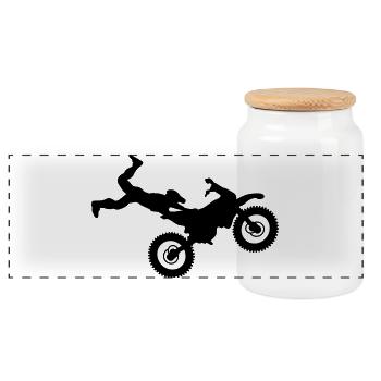 motocross - Panorama Keksdose mit Holzdeckel - Weiß - Vorne