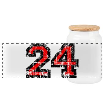 Zahl 24 (Vintage Rot) 24. Geburtstag Nr. 24 - Panorama Keksdose mit Holzdeckel - Weiß - Vorne