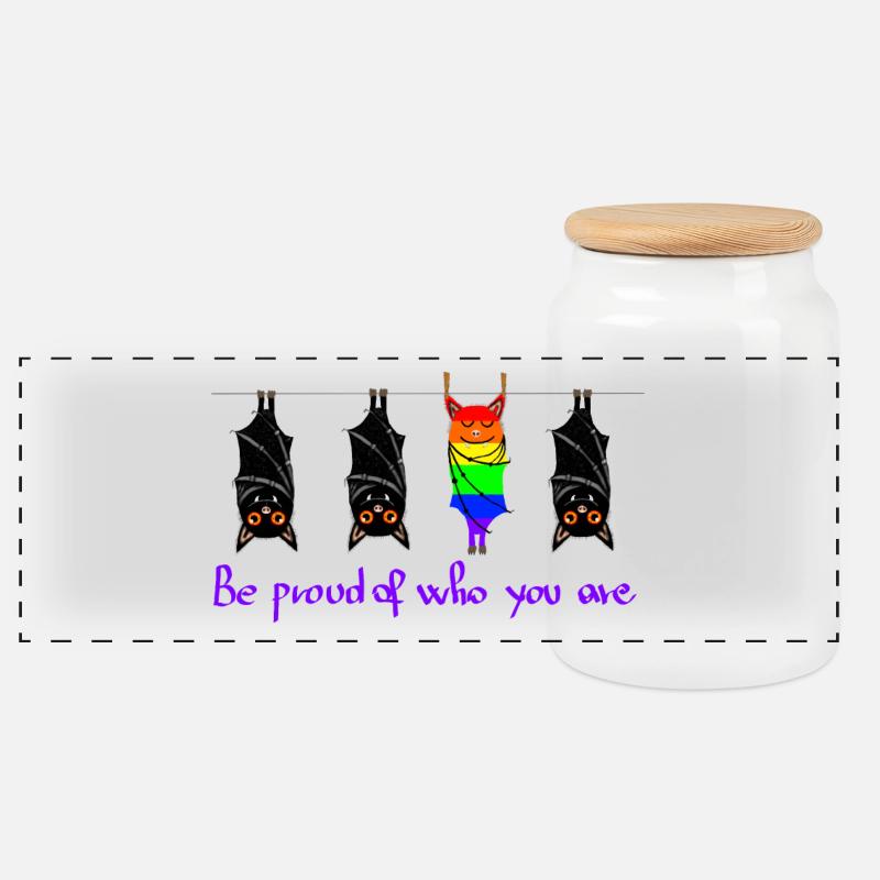 Bats Pride LGBT Sei stolz darauf, wer du bist GAY PRIDE - Panorama Keksdose mit Holzdeckel - Weiß