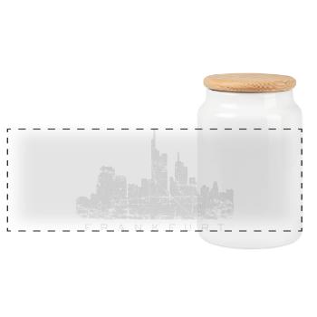 Frankfurter Skyline (Vintage Weiß) Frankfurt - Panorama Keksdose mit Holzdeckel - Weiß - Vorne