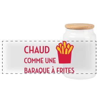 Chaud comme une baraque à frites / Sexy / Sexe - Panoramic Cookie Jar with Wooden Lid - white - Front