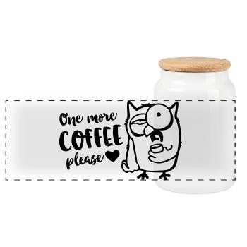 Der frühe Vogel / Eule braucht einen Kaffee - Panorama Keksdose mit Holzdeckel - Weiß - Vorne