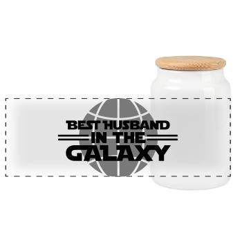 Best husband in the Galaxy - Panorama Keksdose mit Holzdeckel - Weiß - Vorne