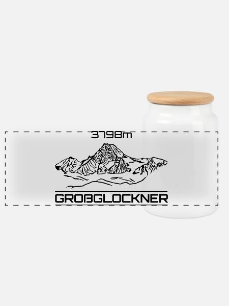 Großglockner, Hohe Tauern, Glockner, Alpen, Berg - Panorama Keksdose mit Holzdeckel - Weiß