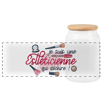 Estheticienne - Boîte à biscuits avec couvercle en bois - blanc - Devant