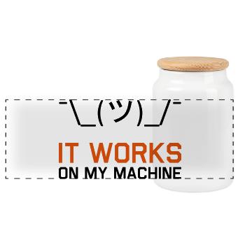 Ça marche sur mon ordinateur. - Boîte à biscuits avec couvercle en bois - blanc - Devant