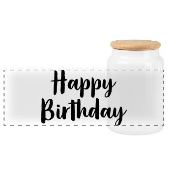 Joyeux anniversaire - Boîte à biscuits avec couvercle en bois - blanc - Devant