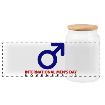 International Men's Day - Panoramic Cookie Jar with Wooden Lid - white - Front