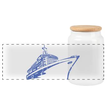 Kreuzfahrtschiff Kreuzfahrt Schiff Luxus - Panorama Keksdose mit Holzdeckel - Weiß - Vorne