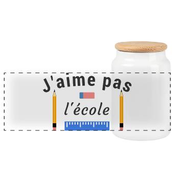 J'aime pas l'école - Boîte à biscuits avec couvercle en bois - blanc - Devant