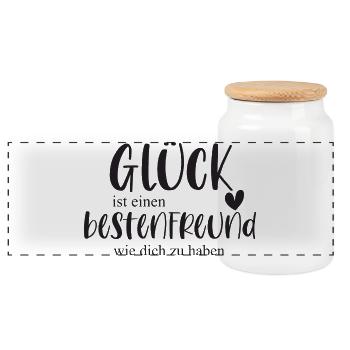bester Freund Freundschaft Geschenk Glück - Panorama Keksdose mit Holzdeckel - Weiß - Vorne