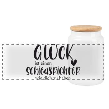 Schiedsrichter Sport Sportart Schiri Fußball - Panorama Keksdose mit Holzdeckel - Weiß - Vorne