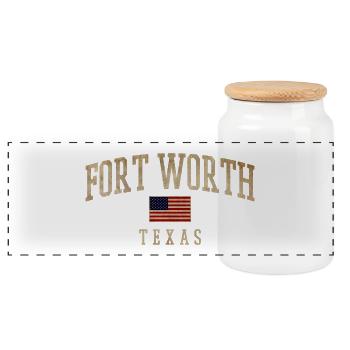 Drapeaux rustiques de Fort Worth, Texas - Boîte à biscuits avec couvercle en bois - blanc - Devant