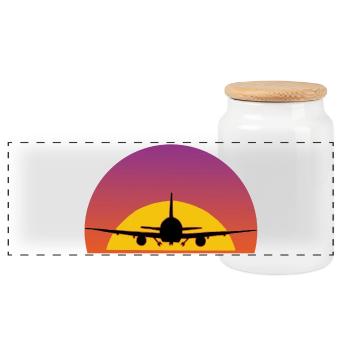 Air travel - Panoramic Cookie Jar with Wooden Lid - white - Front