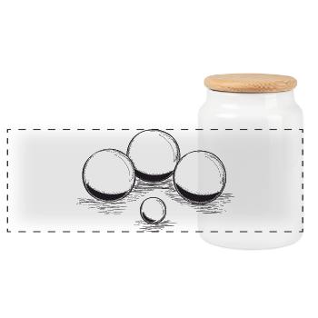 Boule balls for boules and petanque players - Panoramic Cookie Jar with Wooden Lid - white - Front