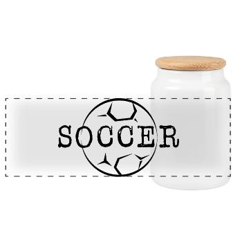 Logo de ballon de football Symbole de logo de ballon de football Illustration d’icône - Boîte à biscuits avec couvercle en bois - blanc - Devant