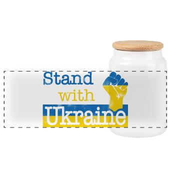 Soutenez l’Ukraine ! bleu jaune - Boîte à biscuits avec couvercle en bois - blanc - Devant