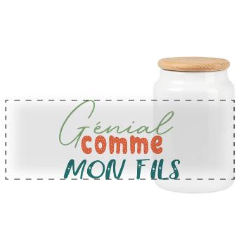 Génial comme mon fils tenue assortie pour famille - Boîte à biscuits avec couvercle en bois - blanc - Devant